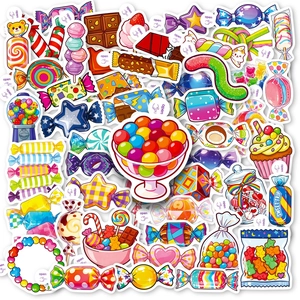 Waterproof Cartoon Candy Dessert Stationery Stickers PVC Decals For Water Bottle Laptop Suitcase Scrapbook DIY Decoration