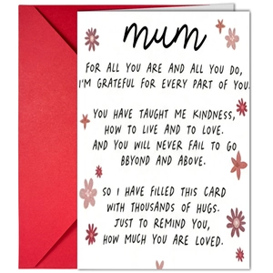 Muttertag Grußkarten Set Mit Rotem Umschlag Gestrichenes Papier Weißes Blumendesign Warmes Mum Gedicht Geschenk Nachricht Karte Für Mutter