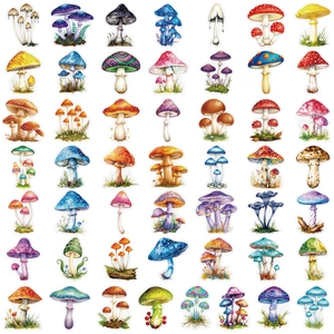 50 pieces of colorful realistic mushroom PET stickers for laptop and DIY decoration