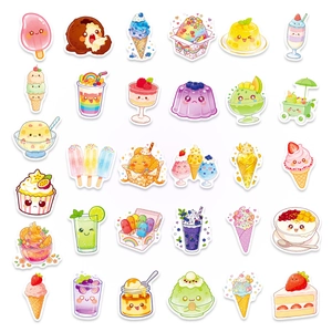 56 Pcs Kawaii Summer Dessert Waterproof Stickers for Water Bottle and Luggage Decoration