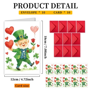 Detailansicht zum St. Patrick's Day Kartenset mit 18x12cm Maßen und Leprechaun-Motiven
