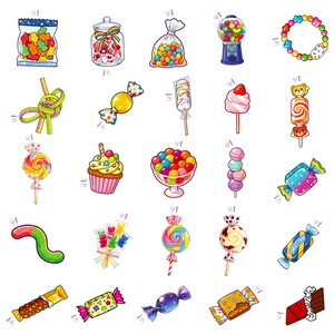 Set of 50 sweet candy waterproof stickers for decorating water bottles and luggage