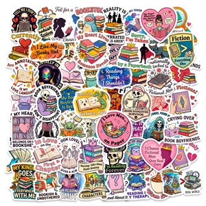 56PCS Cute Reading Stickers For Book Lovers Waterproof Vinyl Bookish Decals For Laptop Scrapbooking Journaling Water Bottles Gift