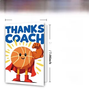 Detailed size chart for the basketball coach thank you card with envelope 12x18cm