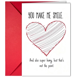 Funny Valentine greeting card with a red envelope featuring heart and romantic text