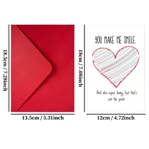 Valentine's Day card set with red envelope and hand-drawn heart design for couples