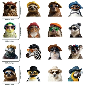 Détails d'autocollants d'animaux étanches avec lunettes de soleil et dimensions