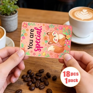 Dettaglio di 18 carte You Are Special con una simpatica volpe rosa e motivi floreali