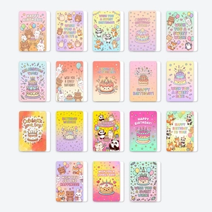 Collection Cartes de Voeux Anniversaire Animaux Dessin Animé Ours Panda Lapin Mini Cartes Pour Fête Anniversaire Cadeau