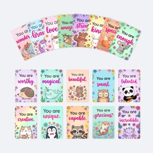 Set di 18 carte motivazionali con illustrazioni di animali carini per i bambini