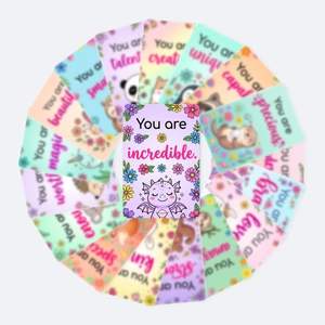 Carte di affermazione positiva per bambini con simpatici animali e illustrazioni