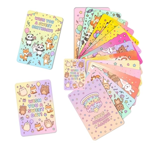 Lot de 18 cartes d'anniversaire animaux mignons avec motifs de panda et de lapin