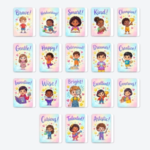 Carte di Affermazione per Bambini a Fumetti Parole Positive Ispiratrici Incoraggiamento Carte Educative Decorazione Casa