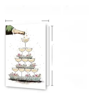 Detailed view of 12x18cm wedding card with champagne tower and 300GSM envelope set