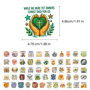 Set of 56 religious Bible verse stickers featuring floral designs and 1.9 inch dimensions