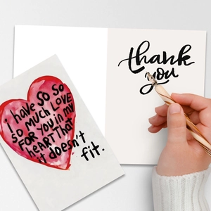Set di biglietti d'auguri romantici per San Valentino con cuore ad acquerello