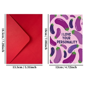 Funny eggplant Valentine card with I LOVE YOUR PERSONALITY text and red envelope