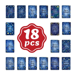 Starry Sky Motivational Affirmation Cards Deep Blue Watercolor Design For School Office Student Psychological Encouragement Card