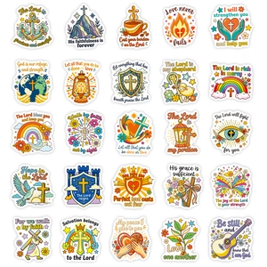 Set of 56 Christian Bible verse stickers with inspirational quotes and religious symbols