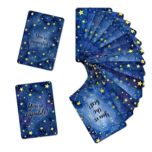 Starry sky affirmation card set with motivational quotes on starry background