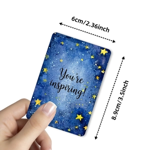 Deep blue starry watercolor card with You're inspiring text and rounded corners
