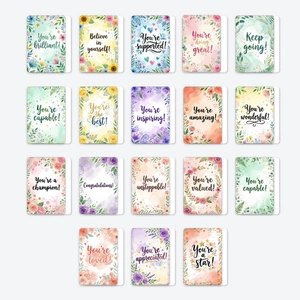 Watercolor Flower Affirmation Cards With Positive Quotes For Daily Encouragement Appreciation Minimalist Floral Note Cards