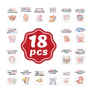 Lot de 18 cartes animalières motivantes aux motifs colorés et citations positives