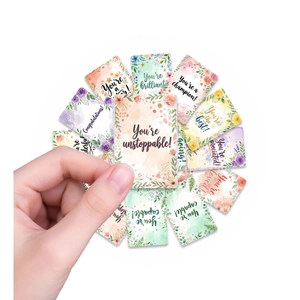 Close-up of mini floral watercolor encouragement cards showing card size and texture
