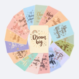 Set of 18 colorful inspirational cards with motivational quotes and hand-drawn illustrations
