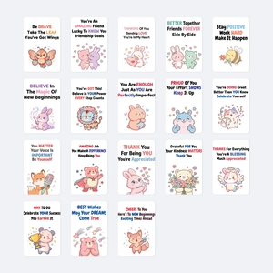 Lot de 18 cartes de motivation animaux mignons avec citations positives en anglais