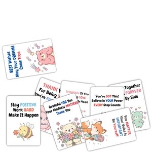 Détail de cartes de motivation avec animaux mignons et coins arrondis