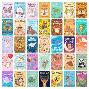 36-pack cute animal cartoon lunch box notes for kids with inspirational encouragement