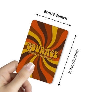 Retro courage gratitude card with orange spiral design and 6x8.9cm size dimensions