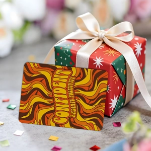 18-pack vintage American style thank you cards with colorful waves leaning on a gift box