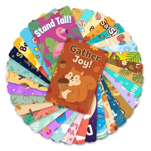 Radial fan layout of cute cartoon animal lunchbox notes with inspirational quotes