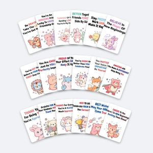 Lot de 18 cartes de motivation animaux mignons avec citations inspirantes et douces