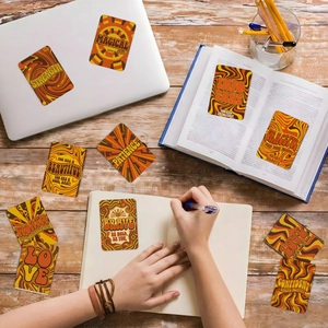 Set of 10 vintage 70s groovy style stickers with motivational words for laptops