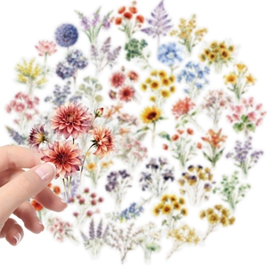 Wasserdichte transparente PET-Blumenaufkleber für Scrapbooking und DIY-Handwerk-Set