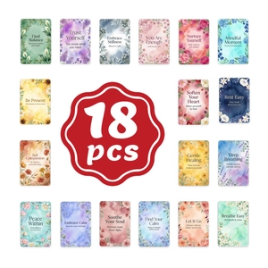 Set di 18 carte floreali ad acquerello con citazioni ispiratrici per relax e tranquillità