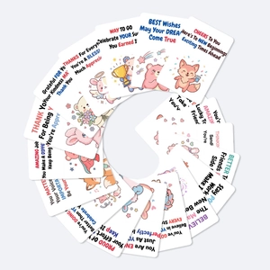 Détail de 18 cartes de motivation animaux de dessin animé avec illustrations mignonnes