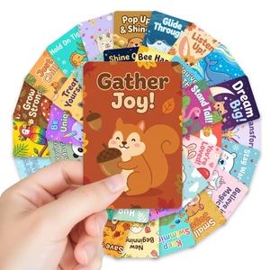 Set of 36 cute animal lunch box notes for kids with colorful inspirational cards