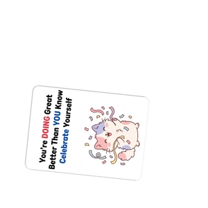 Détail d'une carte de motivation blanche avec chat mignon et texte You're Doing Great