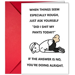 Humorous Minimalist Greeting Cards With Red Envelopes Funny Text Encouragement Message Cards For Friends Family Birthday