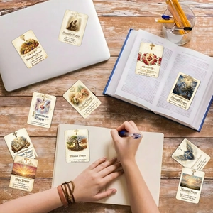Lot de 18 autocollants de prière vintage pour journaux avec divers thèmes spirituels