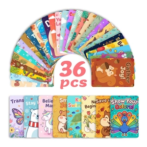 36-piece set of cartoon animal lunch box notes with inspirational English phrases