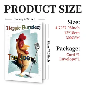 Humorous rooster illustration greeting card set with envelope, 300GSM cardstock 12x18cm