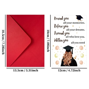 Coffret carte de vœux diplôme avec enveloppe rouge et illustration d'étudiante inspirante