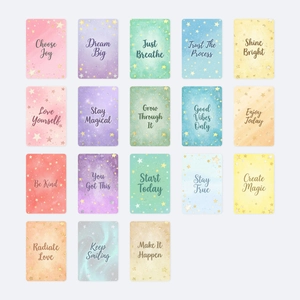 Cartes Inspirantes Multicolore Motif Étoiles Affirmation Positive Citations Cartes École Bureau Décor