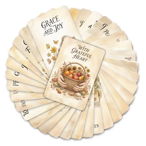 Jeu de 36 cartes spirituelles aquarelles aux tons terreux et illustrations vintage d'art