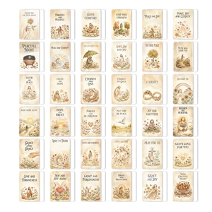 Lot de 36 cartes d'affirmation spirituelle avec illustrations aquarelle tons terre